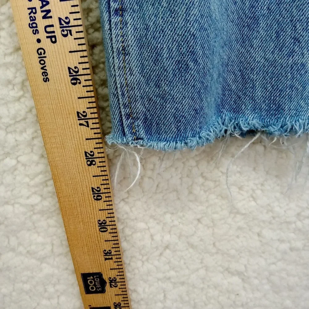 Zara Straight Baggy Jeans Womens‎ 10 (W32) Raw Hem Distressed Cotton Denim Heavy
